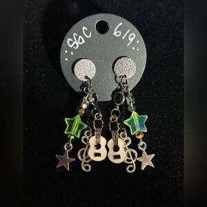 Star and Guitar Dangle Earrings